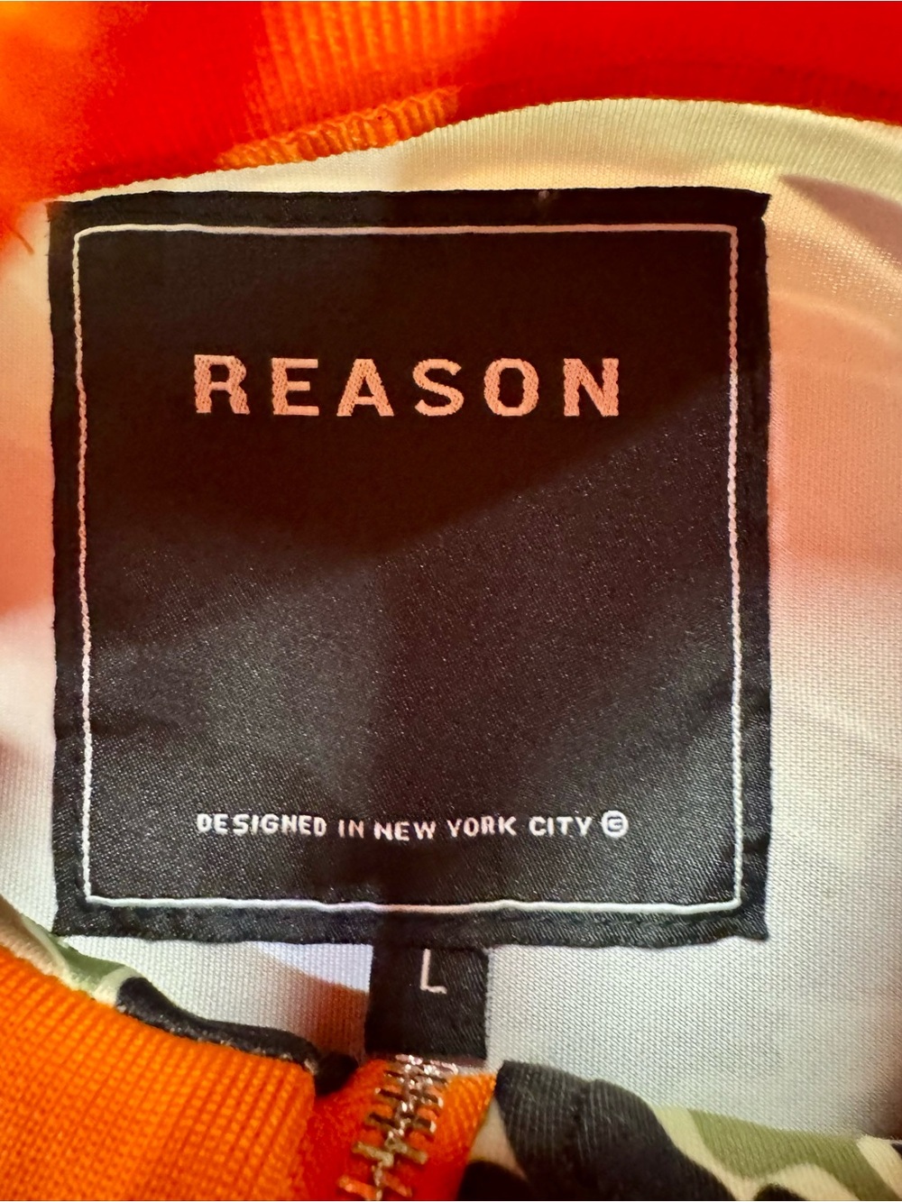 Reason NYC Men’s L Tiger Camo Floral Embroidered Track Jacket Orange - Picture 3 of 7